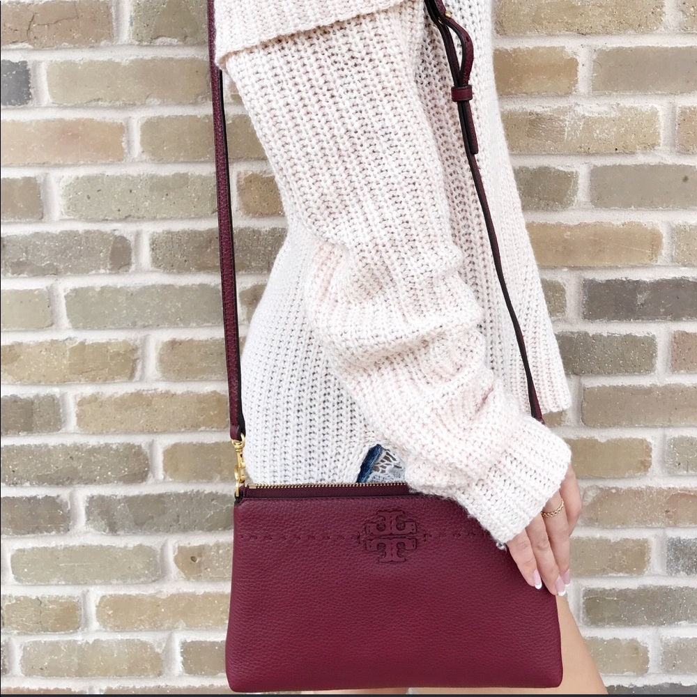 NWT Tory Burch McGraw Small Crossbody Burgundy - Picture 3 of 8